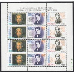 Guinea Ecuatorial 371/73 2006 Minihojita Efemérides Lorca Colon Mozart MNH