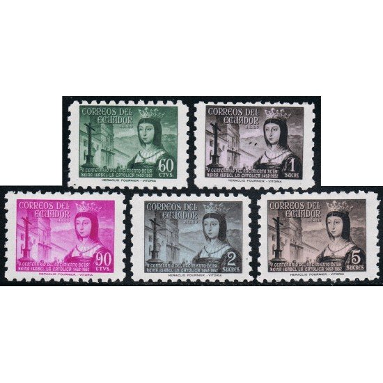 Ecuador A- 253/57 1954 5º Centenario de el Nacimiento de Isabel La Católica MNH 
