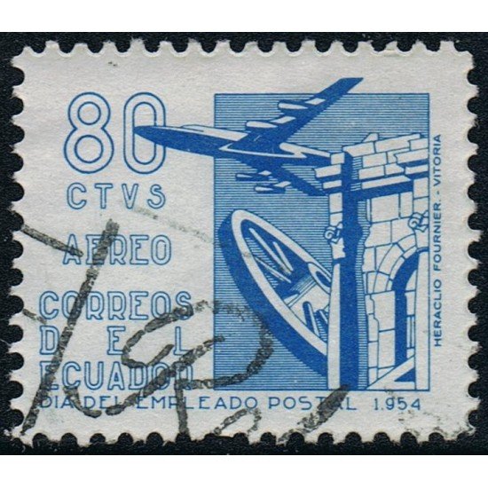 Ecuador A- 260 1954 Aéreo Día del Empleado Postal Usado