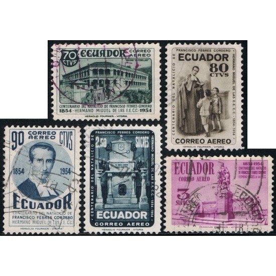 Ecuador A- 269/73 1954 Aéreo Francisco Febres Cordero Escuelas cristianas Usados