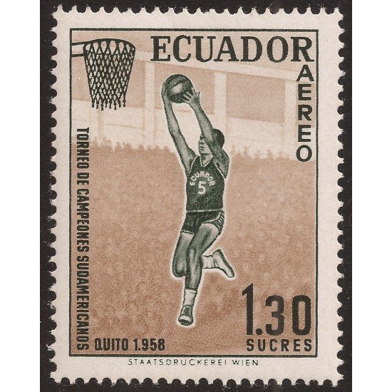 Ecuador A- 323 1958 Aéreo Campeonato Sudamericano Basket MNH Ecuador A- 323 1958 Aéreo Campeonato Sudamericano Basket MNH