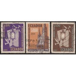 Ecuador A- 324/26 1958 Aéreo 3 Congreso Eucarístico Nacional en Guayaquil Usados
