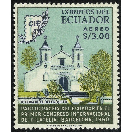 Ecuador A- 377 1961 CIF Aéreo Congreso Internacional Filatelia en Barcelona MNH Ecuador A- 377 1961 CIF Aéreo Congreso Internacional Filatelia en Barcelona MNH