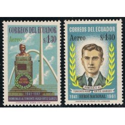 Ecuador A- 383/84 1961 20 Aniv. Muerte Teniente Hugo Ortiz Garges MNH