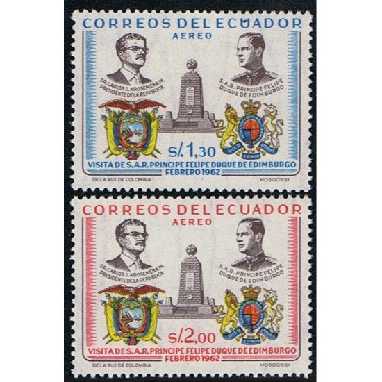 Ecuador A- 397/98 1962 Visita del Duque de Edimburgo MNH 