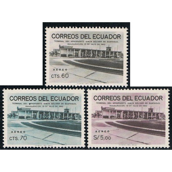 Ecuador A- 415/17 1963 Aéreo Inaguración Aeropuerto Simón Bolivar MNH