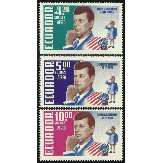 Ecuador A- 430/32 1964 Aéreo Aniversario Muerte Kennedy MNH