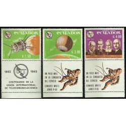 Ecuador A- 450/52 1966 Cº UIT Unión Internacional de Telecomunicaciones MNH Ecuador A- 450/52 1966 Cº UIT Unión Internacional de Telecomunicaciones MNH