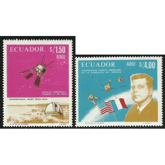 Ecuador A- 464/65 1967 Aéreo Cooperación especial Franco Americana Kennedy MH