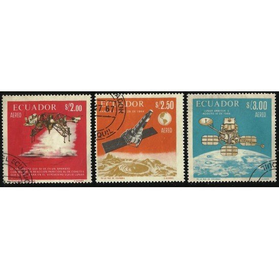 Ecuador A- 466/68 1967 Aéreo Conquista de la luna Usados