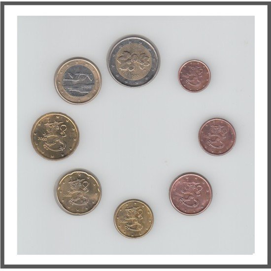 Finlandia 2000 Emisión monedas Sistema monetario euro € Tira