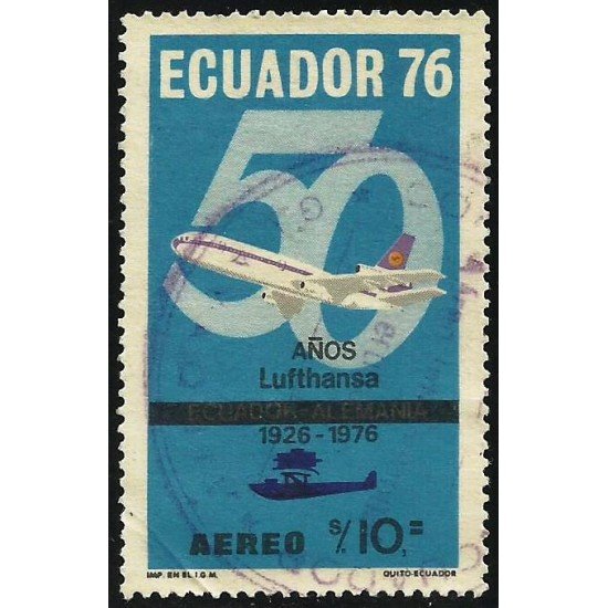 Ecuador A- 617 1975 50 Años Lufthansa Avión usado