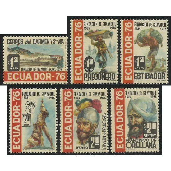 Ecuador A- 619/24 1976 Fundación de Guayaquil Cerros del Carmen y Santa Ana MNH