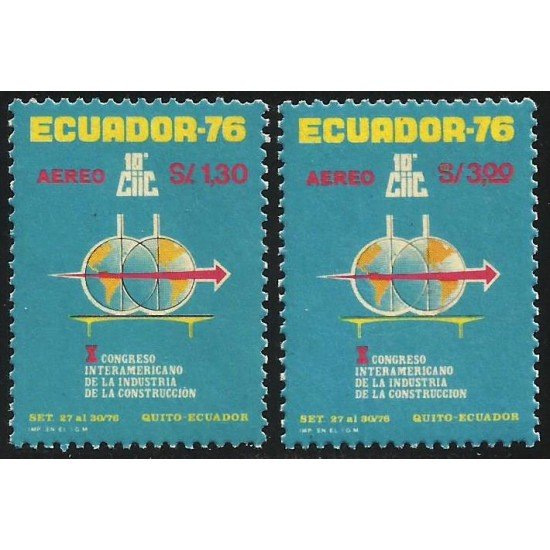 Ecuador A- 627/28 1976 Congreso Interamericano de la Industria de la Construcción