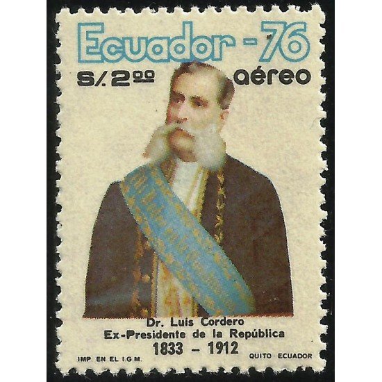 Ecuador A- 630 1976 Aéreo Presidente Doctor Luis Cordero MNH