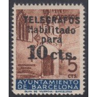 Barcelona Telégrafos 9 1936 Puerta Gótica Ayuntamiento MNH Barcelona Telégrafos 9 1936 Puerta Gótica Ayuntamiento MNH