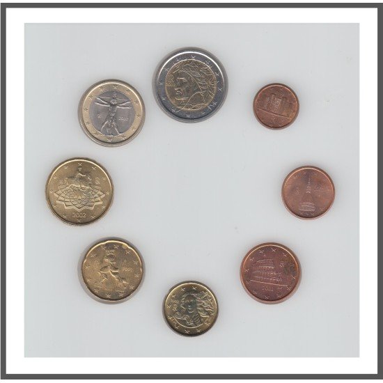 Italia 2002 Emisión monedas Sistema monetario euro € Tira Italia 2002 Emisión monedas Sistema monetario euro € Tira