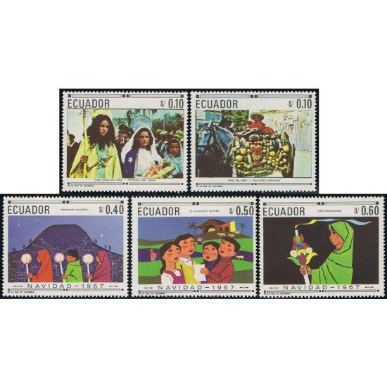 Ecuador MI 794A/E 1967 Navidad Christmas Religión MNH