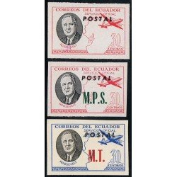Ecuador S- 165/67 1949 Sin dentar Presidente Roosevelt Avion POSTAL MNH Ecuador S- 165/67 1949 Sin dentar Presidente Roosevelt Avion POSTAL MNH