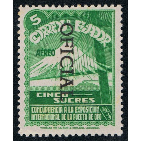 Ecuador S- 18 1941 Servicio Oficial Exposición Internacional Puerta de Oro MNH Ecuador S- 18 1941 Servicio Oficial Exposición Internacional Puerta de Oro MNH