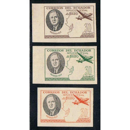 Ecuador S- 19/21 1949 Presidente Roosevelt Avión MNH Ecuador S- 19/21 1949 Presidente Roosevelt Avión MNH