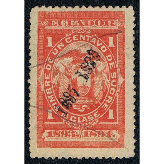 Ecuador Fiscal 89Ba 1897 Variedad Variety Doble sobrecarga 