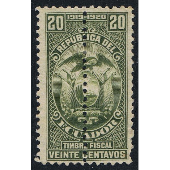 Ecuador Fiscal 207a 1919 1920 Variedad variety Dentado central