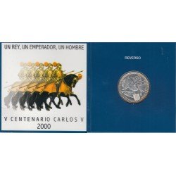 España Spain Cartera Oficial 2000 Moneda 2000 ptas Plata V Cent Carlos V FNMT