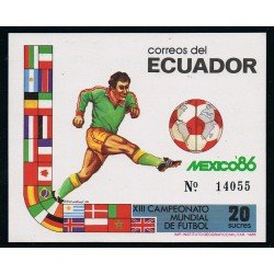 Ecuador Hojita Block 74 1986 XIII Campeonato Mundial de Fútbol Football MNH Ecuador Hojita Block 74 1986 XIII Campeonato Mundial de Fútbol Football MNH
