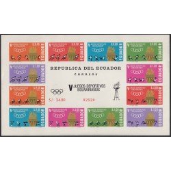 Ecuador Hojita Block 12 1965 Juegos deportivos Bolivarianos MNH Ecuador Hojita Block 12 1965 Juegos deportivos Bolivarianos MNH
