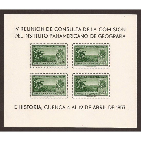 Ecuador Hojita block 3 1957 IV Reunión Instituto Panamericano Cuenca  MNH