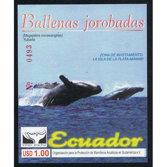 Ecuador Hojita Block 104 2000 Ballenas jorobadas fauna whales MNH Ecuador Hojita Block 104 2000 Ballenas jorobadas fauna whales MNH
