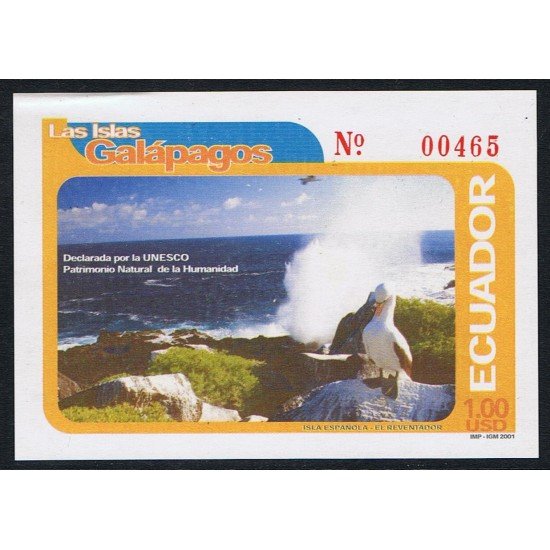 Ecuador Hojita Block 111 2001 Islas Galápagos Patrimonio Natural MNH