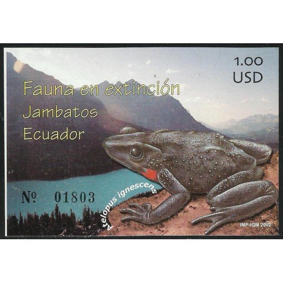 Ecuador Hojita Block 116 2002 Fauna en extinción Jambatos fauna rana MNH Ecuador Hojita Block 116 2002 Fauna en extinción Jambatos fauna rana MNH