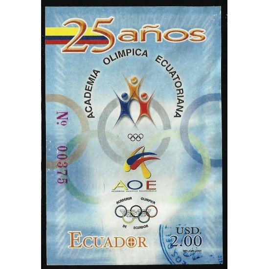 Ecuador Hojita Block 128 2005 Academia Olímpica Ecuatoriana Usado