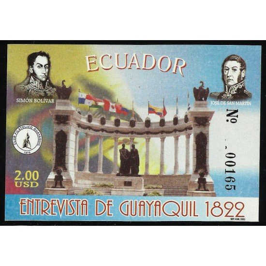Ecuador Hojita Block 130 2005 Entrevista de Guayaquil Simon Bolívar San Martín MNH Ecuador Hojita Block 130 2005 Entrevista de Guayaquil Simon Bolívar San Martín MNH
