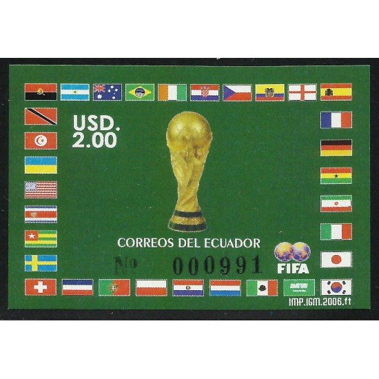 Ecuador Hojita Block 137 2006 Copa Mundial de Fútbol football Alemania MNH Ecuador Hojita Block 137 2006 Copa Mundial de Fútbol football Alemania MNH