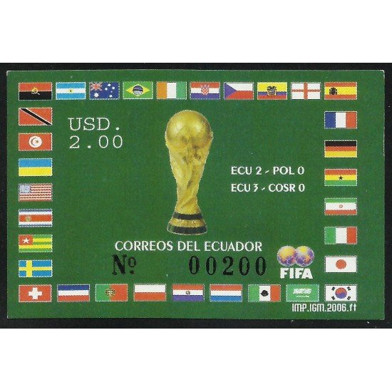 Ecuador Hojita Block 138 2006 Copa Mundial de Fútbol football Alemania ECU 2 POl 0 ECU 3 COSR 0 Ecuador Hojita Block 138 2006 Copa Mundial de Fútbol football Alemania ECU 2 POl 0 ECU 3 COSR 0