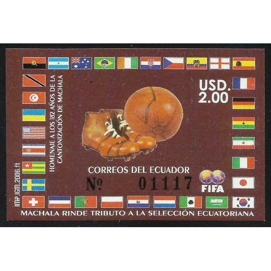 Ecuador Hojita Block 139 2006 Tributo a la selección ecuatoriana  fútbol football MNH