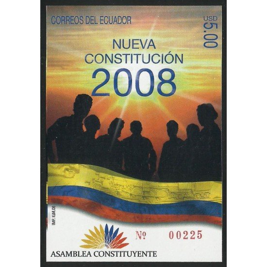 Ecuador Hojita Block 148 2008 Nueva Constitución Asamblea constituyente MNH