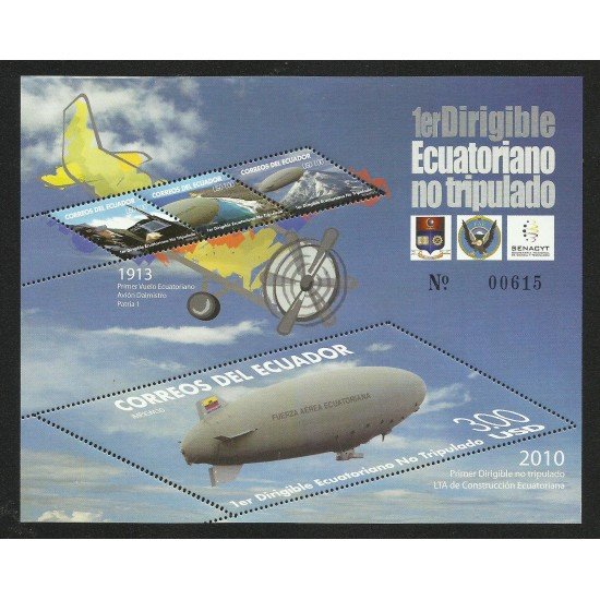 Ecuador Hojita Block 151 2010 1er Dirigeble Ecuatoriano no tripulado MNH Ecuador Hojita Block 151 2010 1er Dirigeble Ecuatoriano no tripulado MNH