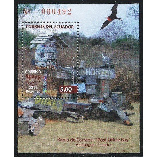Ecuador Hojita Block 159 2011 Upaep Buzones Pájaro Bird MNH