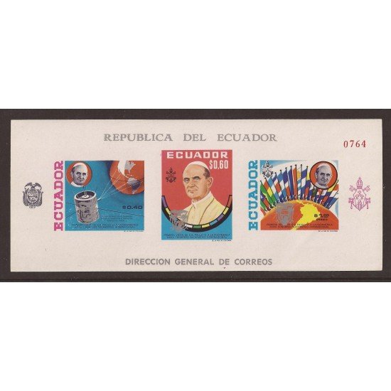 Ecuador Hojitas Michel 51 1967 1ra Visita de SS Paulo VI a Latinoamerica MNH