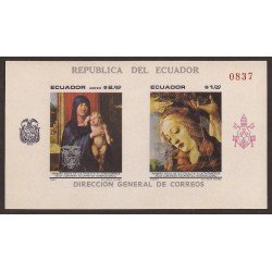 Ecuador Hojitas Michel 52 1967 XXXIX Congreso eucarístico internacional Pintura painting MNH Ecuador Hojitas Michel 52 1967 XXXIX Congreso eucarístico internacional Pintura painting MNH