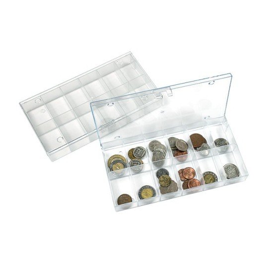 Lindner 4822 Cajas coleccionables apilables con 12 compartimentos fijos