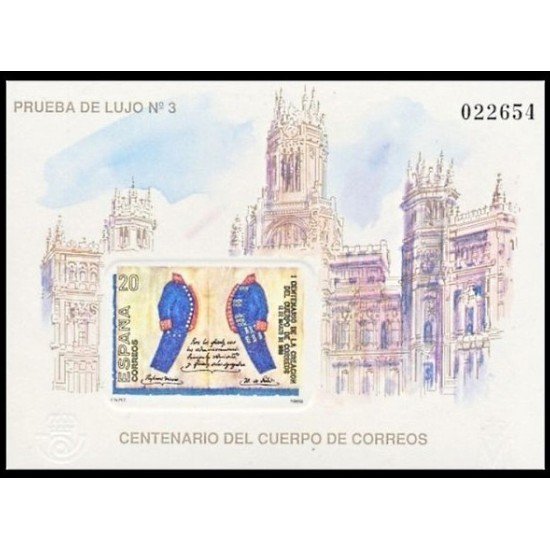 España Spain Prueba de lujo 18 1988 Centenario Cuerpo de Correos 