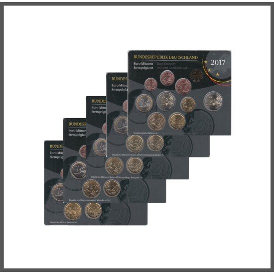 Alemania 2017 Cartera Oficial Euros €  (5 cecas)  + 2 € Porta Nigra ( 5 cecas) 