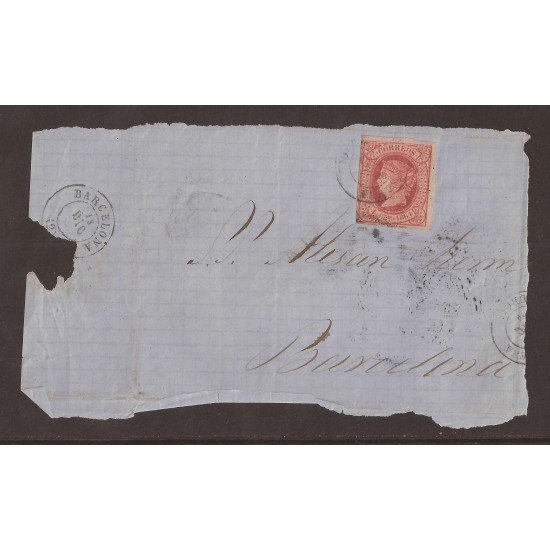 España Frontal de carta Nº 64  4 cuartos a Barcelona