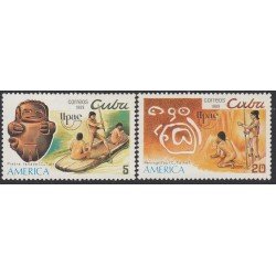 Upaep Cuba 2952/53 1989 Piedra tallada Petroglifos MNH