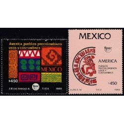 Upaep Mexico 1301/02 1989 Grabado Acuarela MNH Upaep Mexico 1301/02 1989 Grabado Acuarela MNH